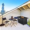 Xbeauty Fire Pit Propane Gas FirePit Table 43" Outdoor Fire Pit Rectangular Tabletop with Lid, Rain Cover, Tempered Glass Wind Guard for Outside Garden Backyard Deck Patio
