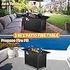 Xbeauty Fire Pit Propane Gas FirePit Table 43" Outdoor Fire Pit Rectangular Tabletop with Lid, Rain Cover, Tempered Glass Wind Guard for Outside Garden Backyard Deck Patio