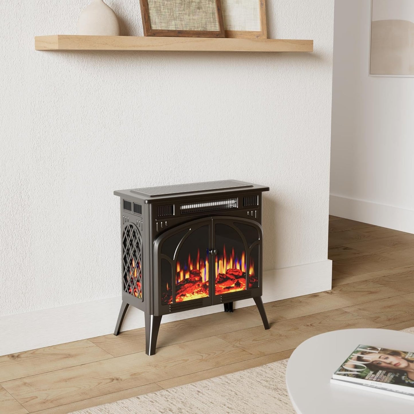 Xbeauty Electric Fireplace Heater Portable Electric Fireplace Heater Indoor,Gray