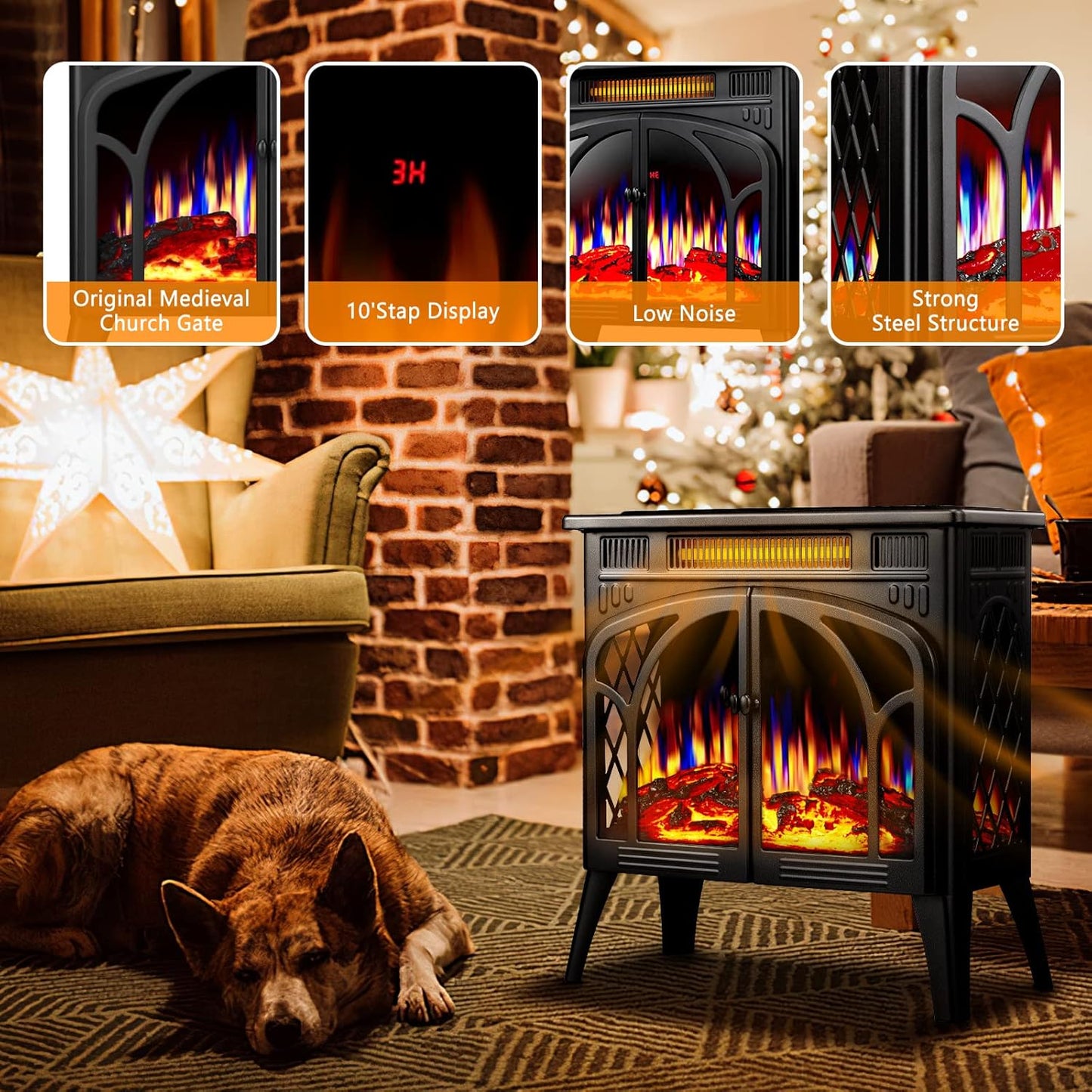 Xbeauty Electric Fireplace Heater Portable Electric Fireplace Heater Indoor,Gray
