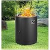 Xbeauty 20 inch Outdoor Gas Fire Pit，Circular Propane Fire Pits for Outside with Protective Cover, Glass Wind Guard for Outside Patio Deck and Garden, Black