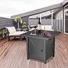 Xbeauty 28in Gas Fire Pit Table, 50,000 BTU Outdoor Propane Firepit,40,000 BTU Auto-Ignition Fire Tables with Lid, Rain Cover and 3 Pounds Lava Stones for Outside Garden Backyard Deck Patio (Square)