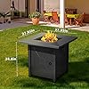 Xbeauty 28in Gas Fire Pit Table, 50,000 BTU Outdoor Propane Firepit,40,000 BTU Auto-Ignition Fire Tables with Lid, Rain Cover and 3 Pounds Lava Stones for Outside Garden Backyard Deck Patio (Square)