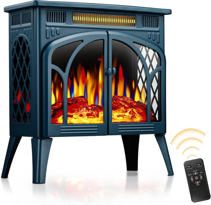 Xbeauty Electric Fireplace Heater Portable Electric Fireplace Heater Indoor,Dark Green