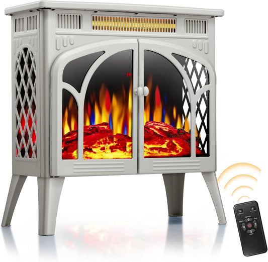 Xbeauty Electric Fireplace Heater Portable Electric Fireplace Heater Indoor,Beige