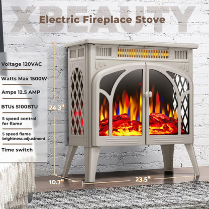 Xbeauty Electric Fireplace Heater Portable Electric Fireplace Heater Indoor,Beige