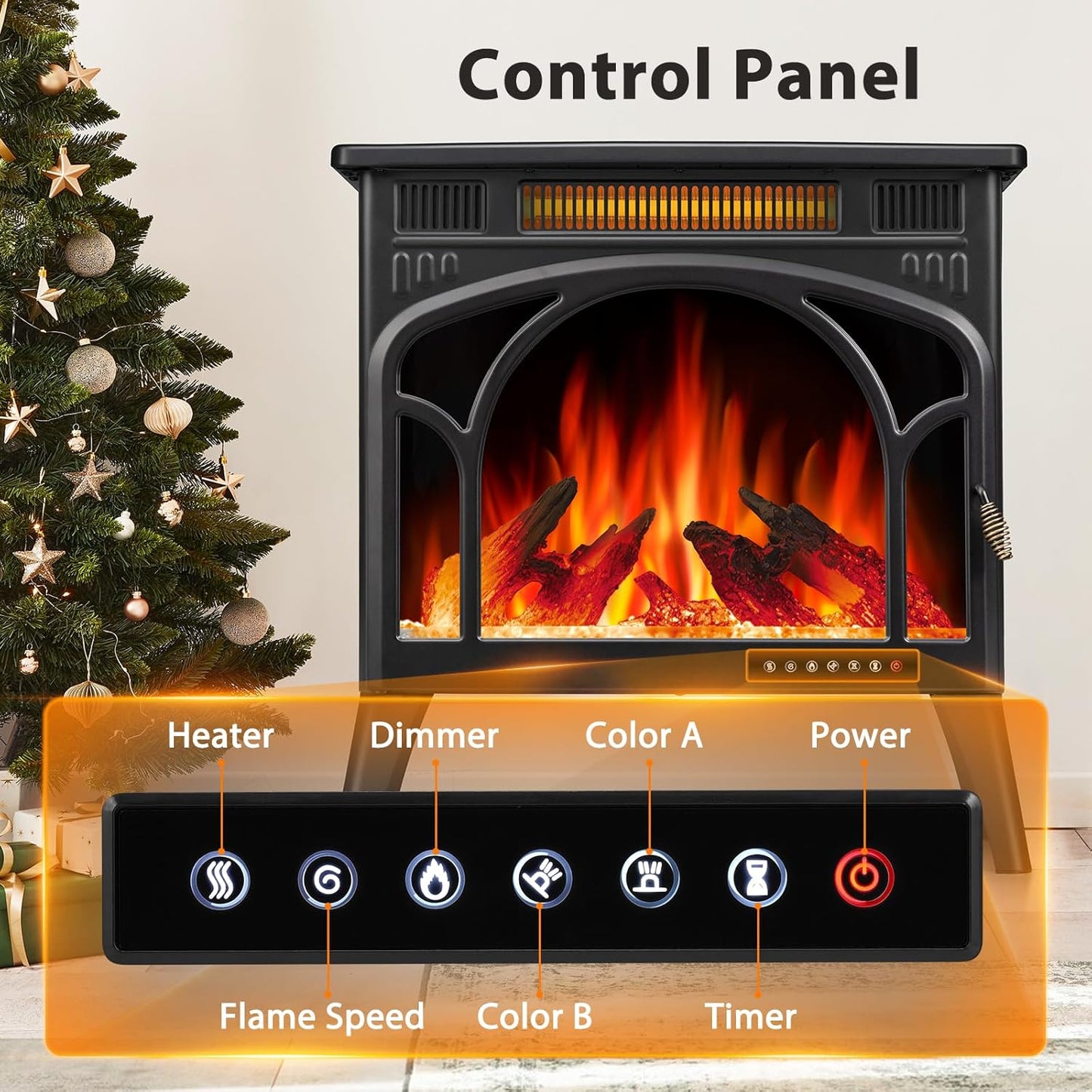 Xbeauty 24" Electric Fireplace Heater Portable Electric Fireplace Stove Heater Indoor